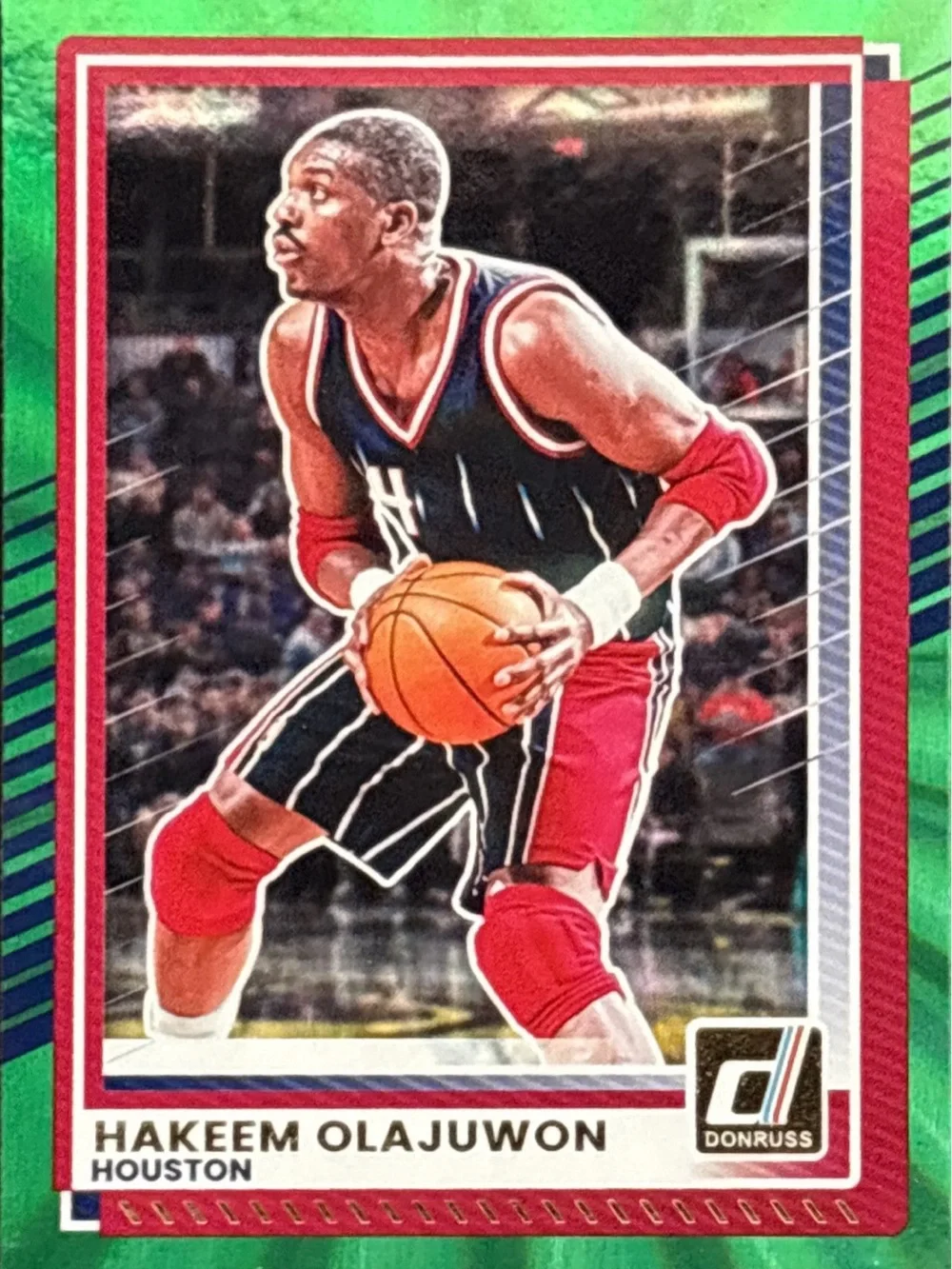 Panini Donruss Hakeem Olajuwon Basketball Trading Card - Green Laser Prizm